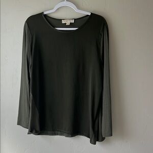 Michael Kors Olive Green Long Sleeve Top